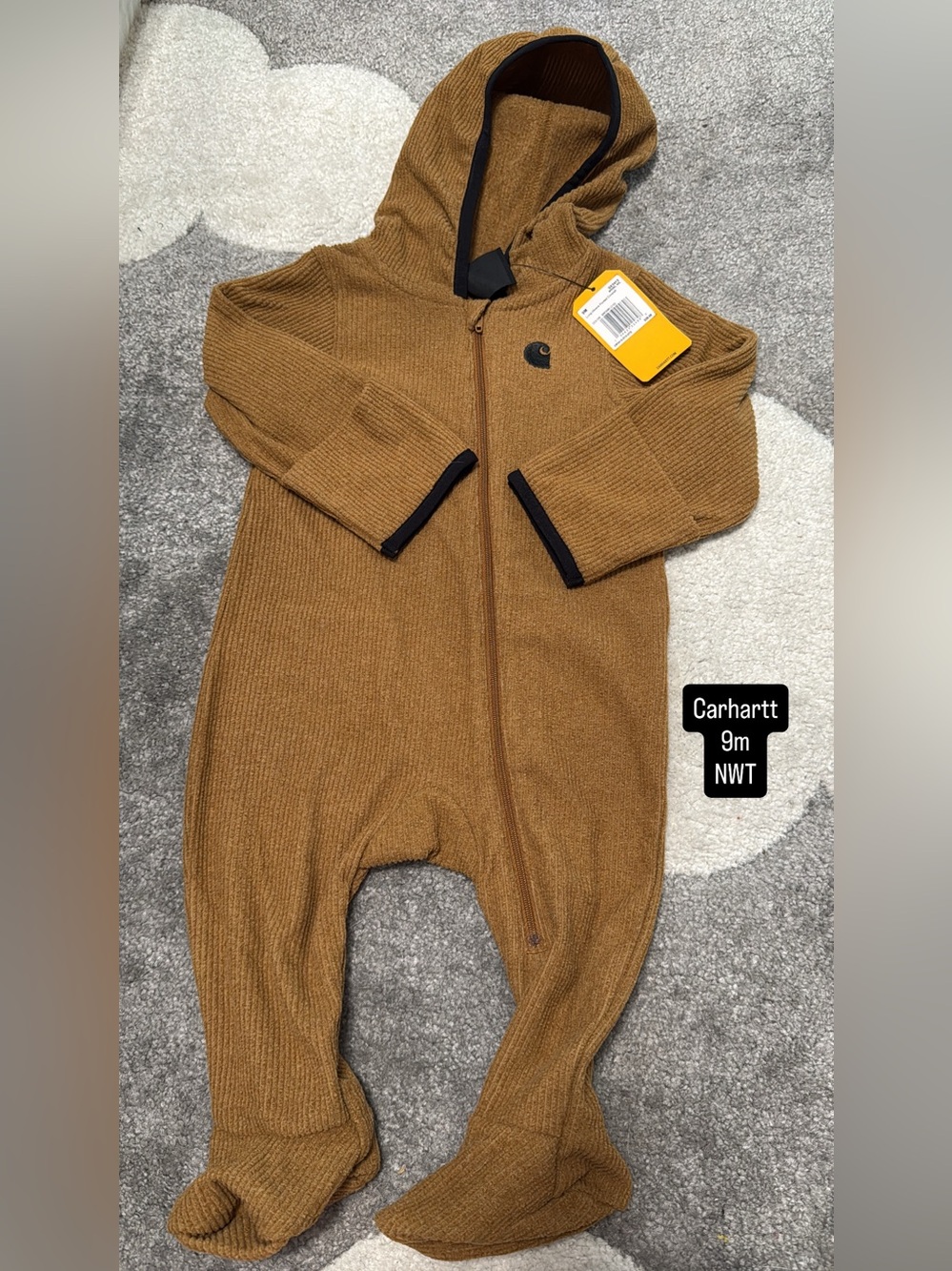 Carhartt Brown Hooded Toddler Footed One-Piece